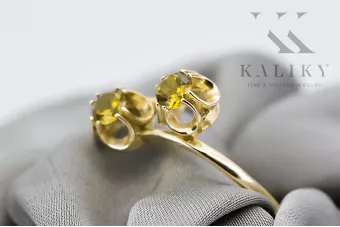 Or jaune 14 carats Péridot jaune Anneau Artisanat vintage vrc266y